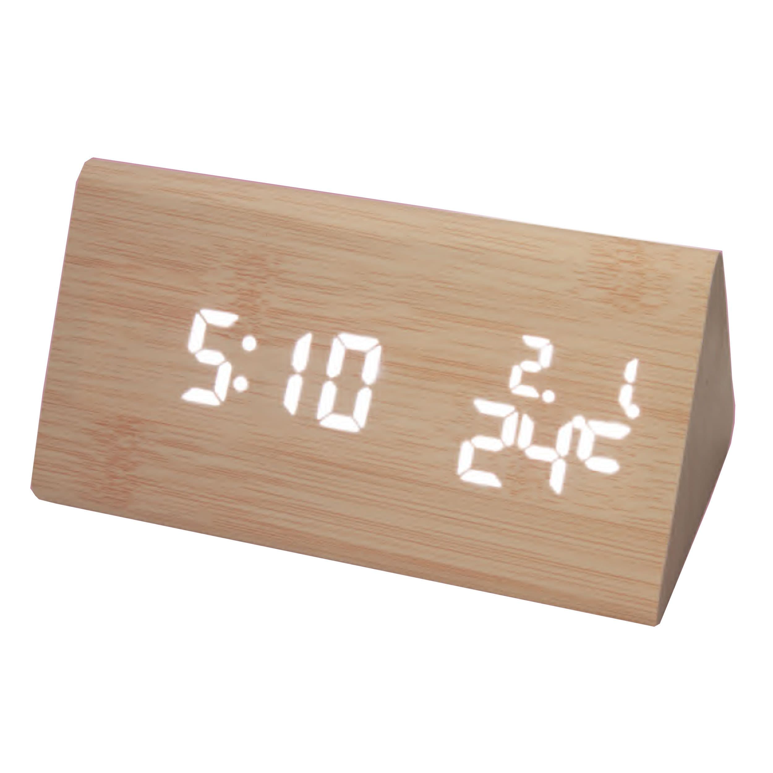 Miraval Digitale Tischuhr Holz mit USB-Ladefunktion