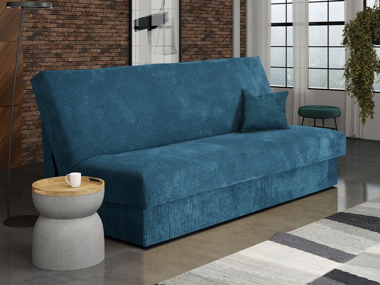 MIRJAN24 Schlafsofa Adela Mini Cord Blau mit Bettkasten - Bild 2
