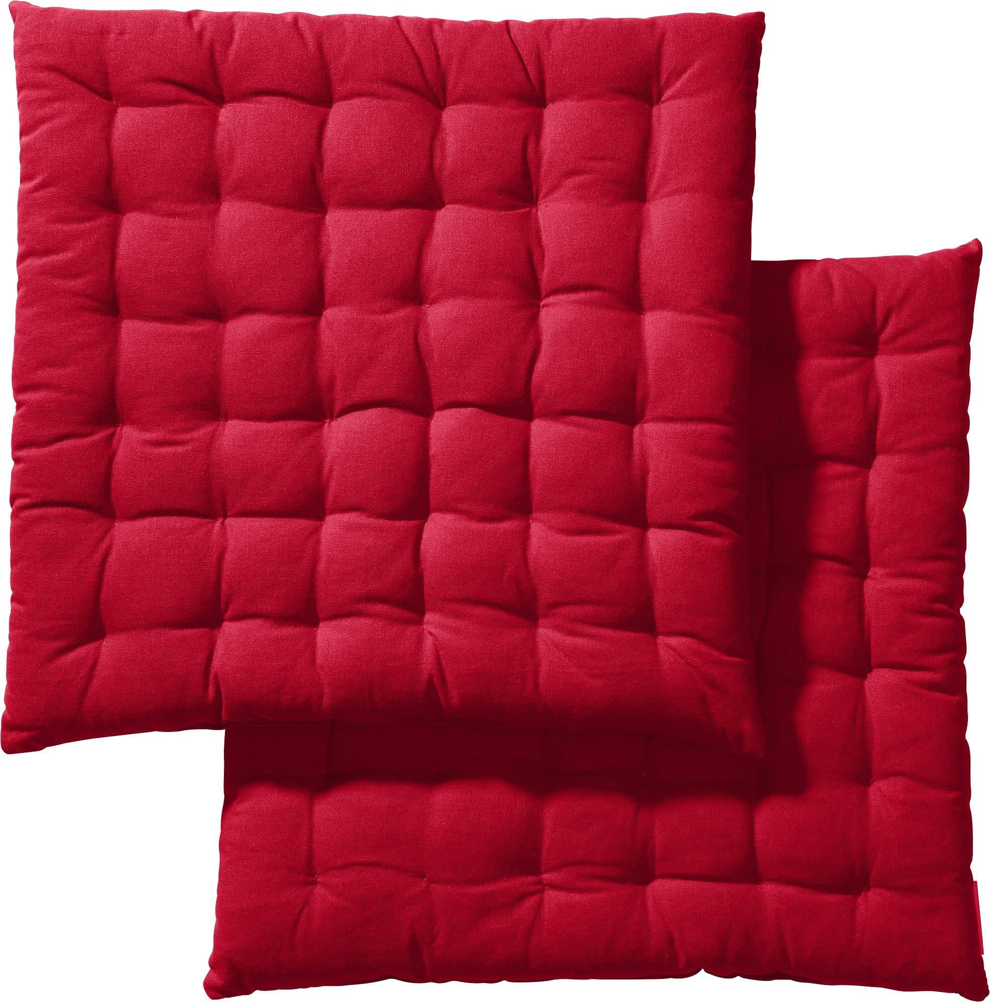REDBEST Stuhlkissen 2er-Pack Uni Rot Gesteppt - Bild 2