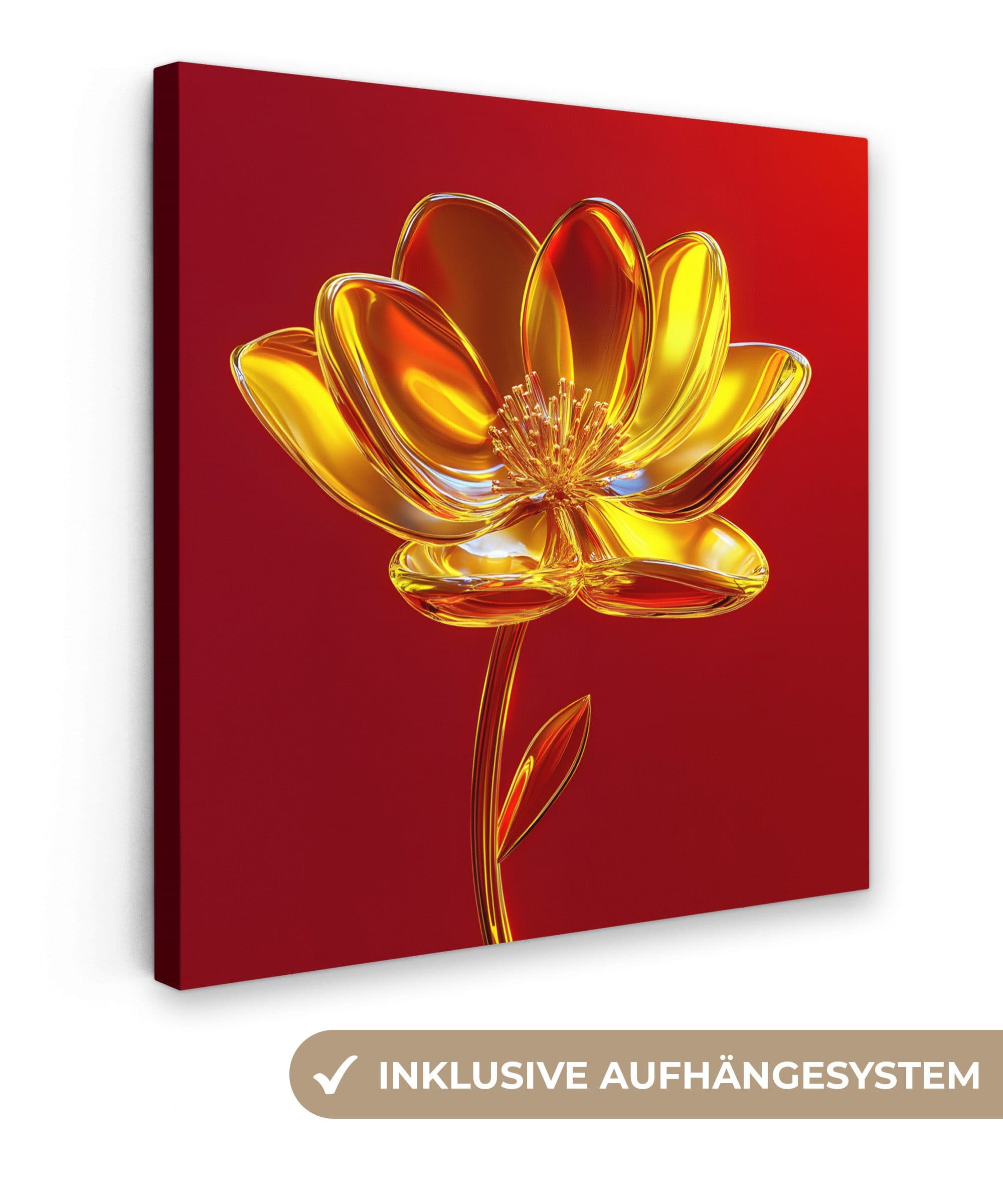OneMillionCanvasses® Leinwandbild Goldene Glasblume 20x20 cm - Bild 2