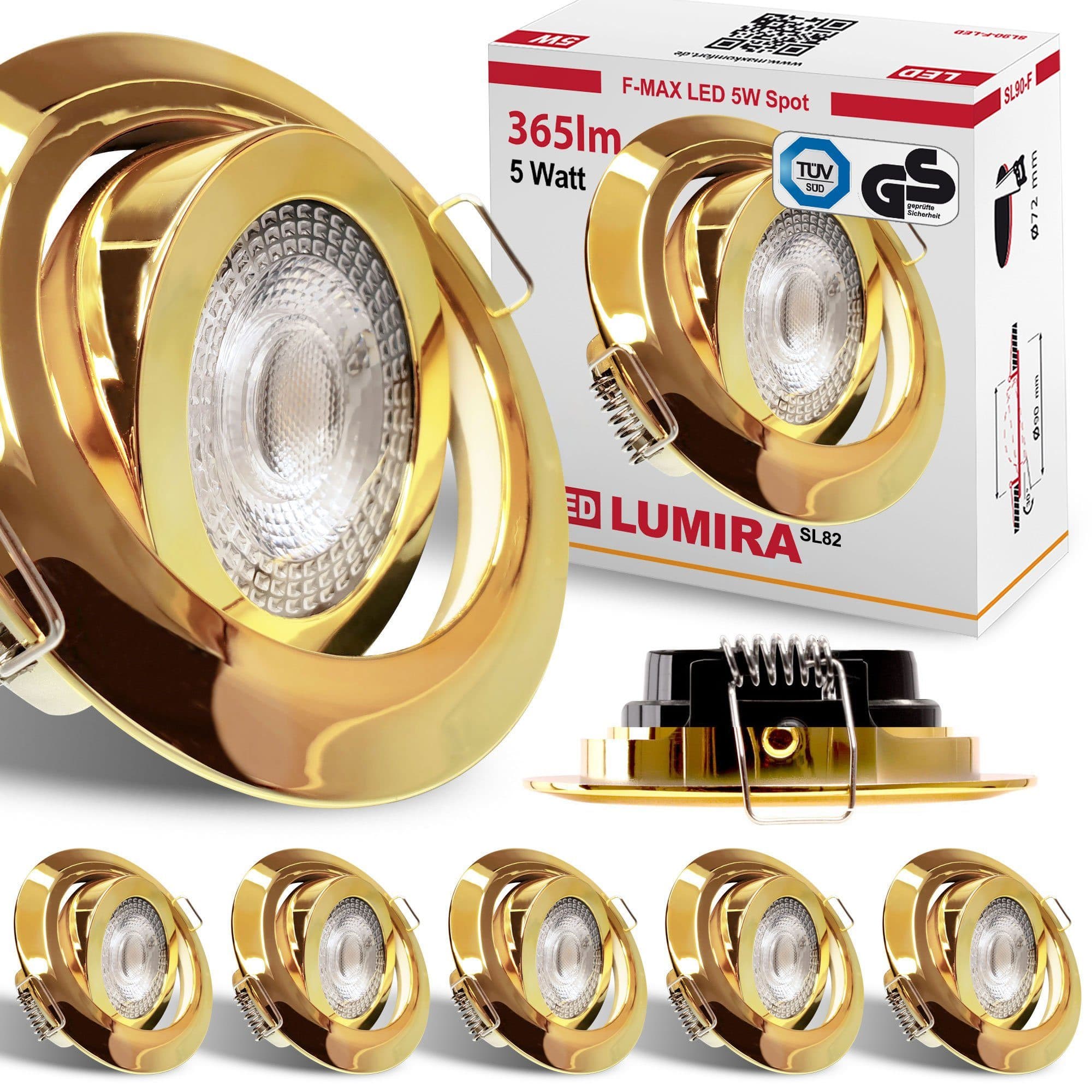 Maxkomfort LED Einbaustrahler 6/12er-Set Gold 3000K - Bild 2