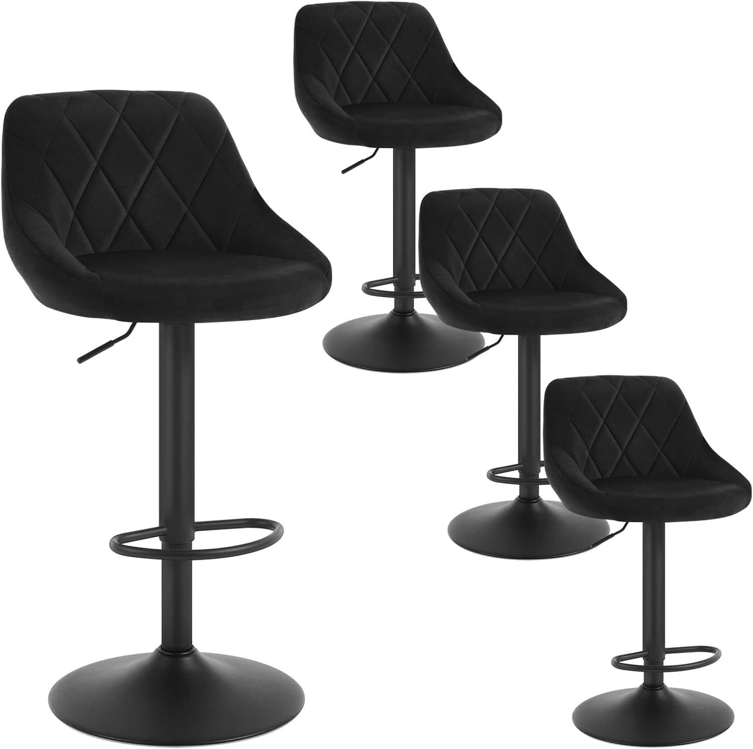 Woltu Barhocker 4er Set Schwarz Samt Höhenverstellbar Drehbar - Bild 2
