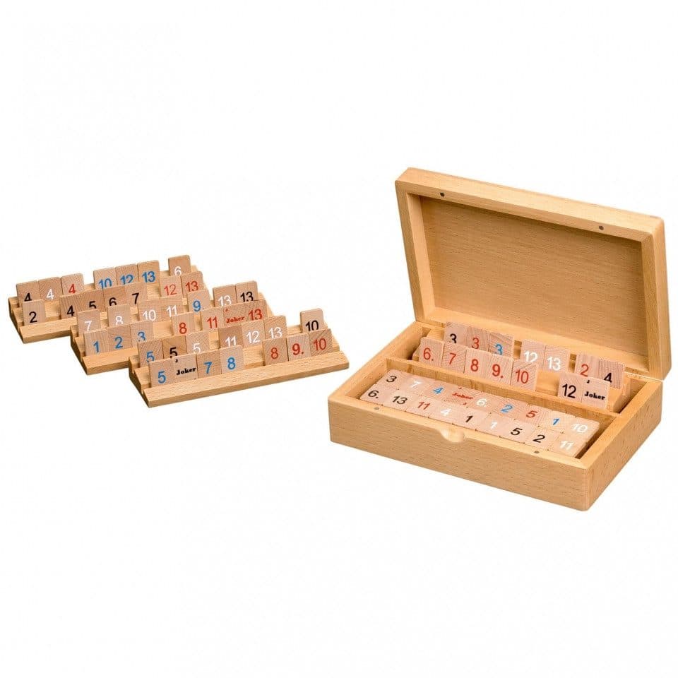 Philos Rummy Spiel Holzkassette Buche Klein