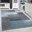 SIMPEX24 Teppich Kariert Design Blau Kurzflor Modern Stil Bild 2