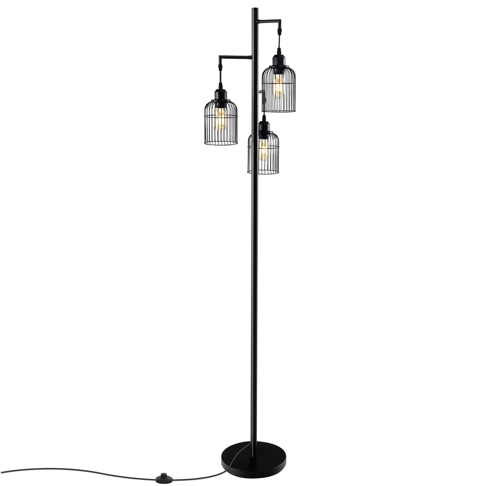 COSTWAY Stehlampe 169 cm mit 3 Lampenschirmen Sockel & Fußschalter - Bild 2