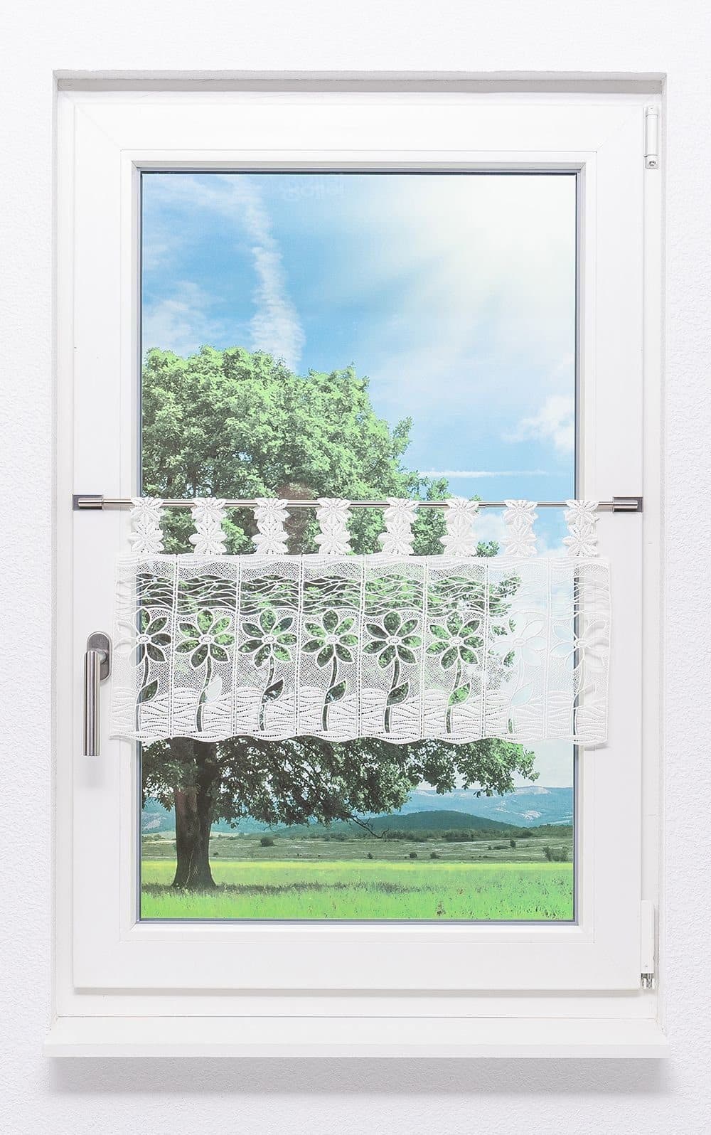 Plauener Spitze® Scheibengardine Blüte Transparent Floral - Bild 2