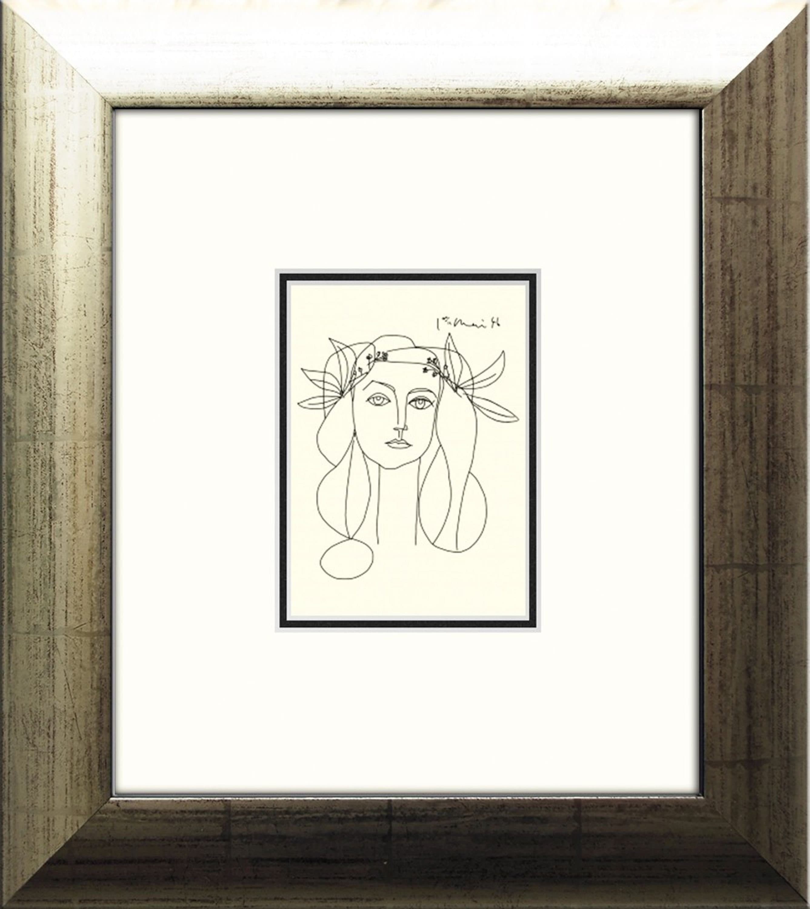 artissimo Picasso Porträt Francoise Gilot Gerahmter Kunstdruck Modern Silber - Bild 2