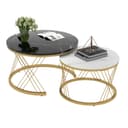 Merax Couchtisch Set rund 2-tlg. Marmoroptik Schwarz/Gold Bild 2