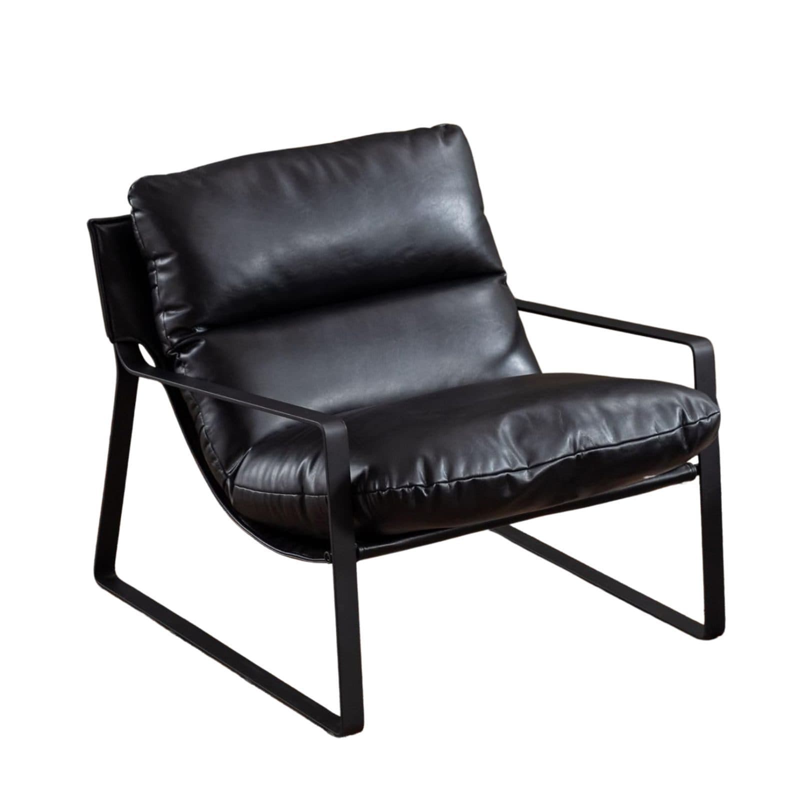 WAHSON Loungesessel Schwarz PU-Leder Chenille Ohrensessel - Bild 2