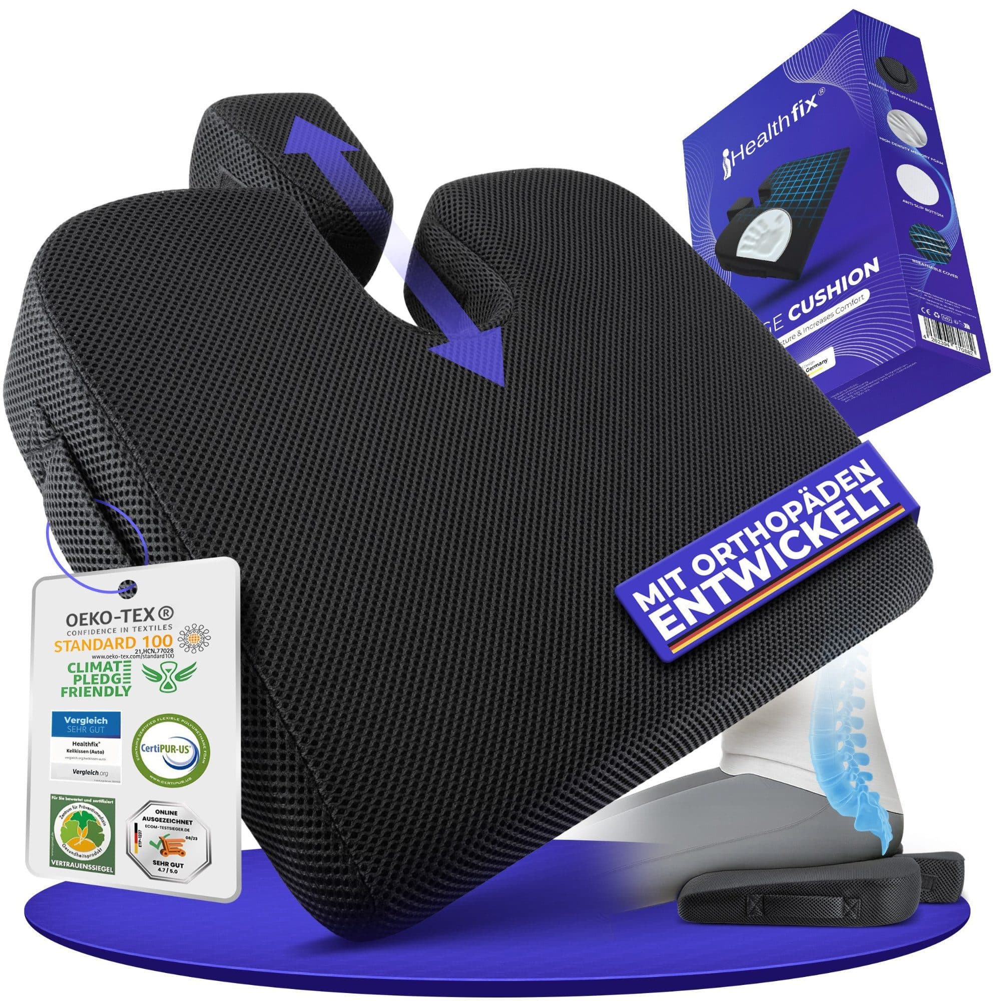 Healthfix Keilkissen Ergonomisches Sitzkeil für bessere Haltung