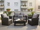 MeXo Gartenlounge-Set 4-tlg. Schwarz Poly Rattan mit Kissen Bild 2