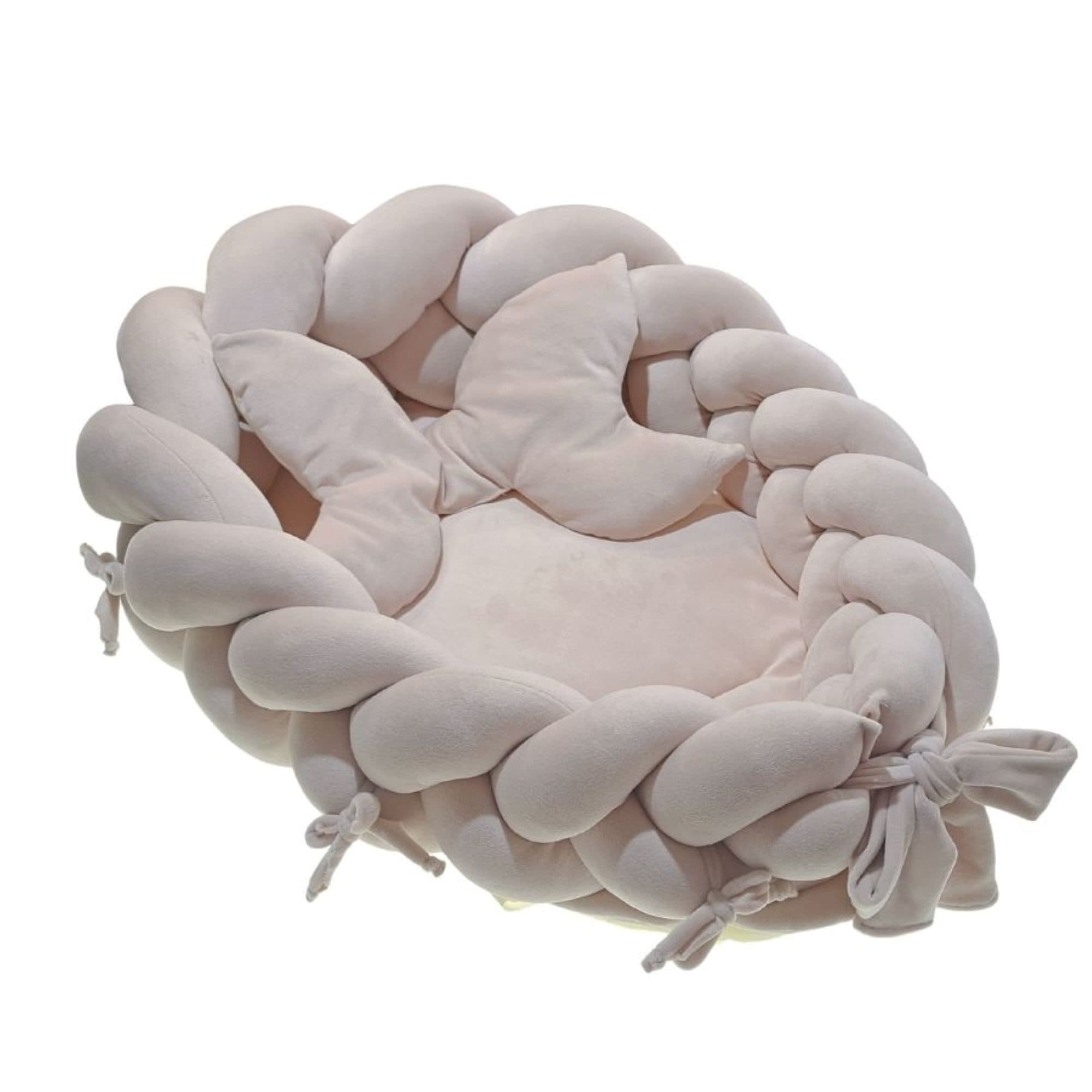 LuMali Kuschelnest 3in1 Babynest XXL Kokon Zopf Matte Kissen Beige - Bild 2