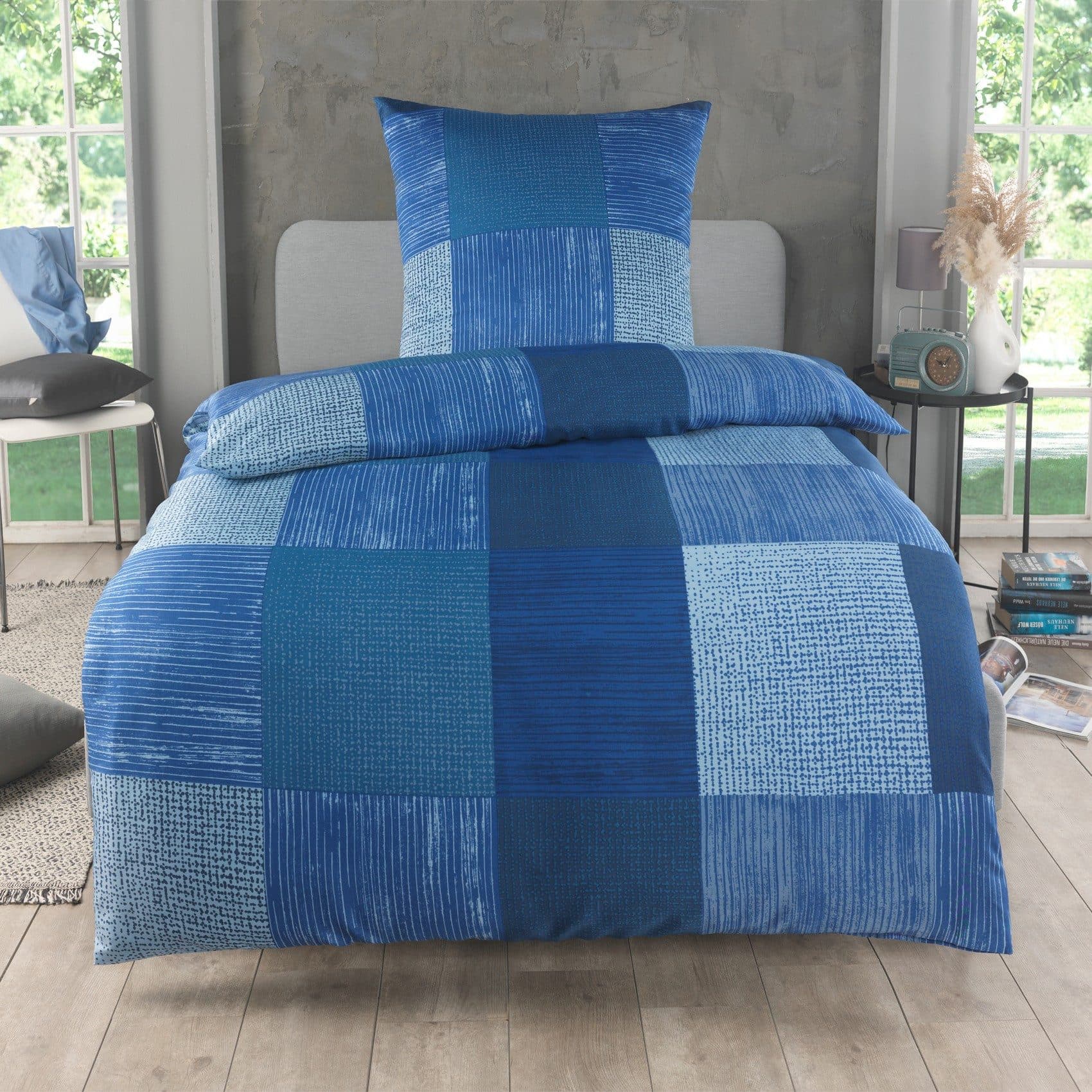 Malika Bettwäsche Blau Atmungsaktiv Allergikergeeignet - Bild 2