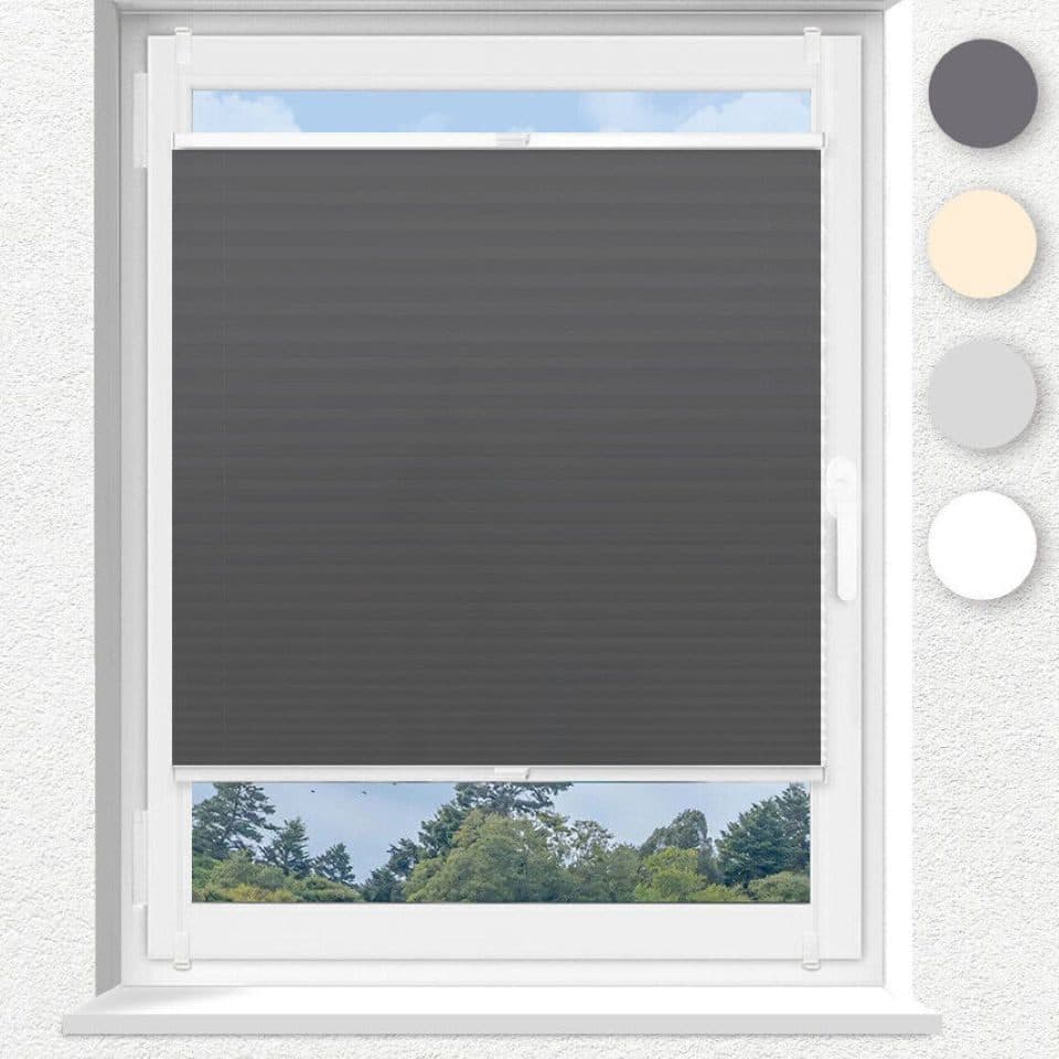 OUBO Plissee Klemmfix Anthrazit Sichtschutz Sonnenschutz - Bild 2
