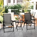 Outsunny Balkonset 3-tlg. mit klappbarem Bistrotisch, Becherhalter, Gartenstühlen, Dunkelgrau Bild 2