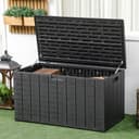 Outsunny Gartenbox Schwarz Wasserdicht mit Rollen Bild 2
