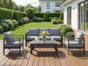 MeXo Gartenlounge-Set 4-tlg. Grau Aluminium Wetterfest mit Kissen Bild 2
