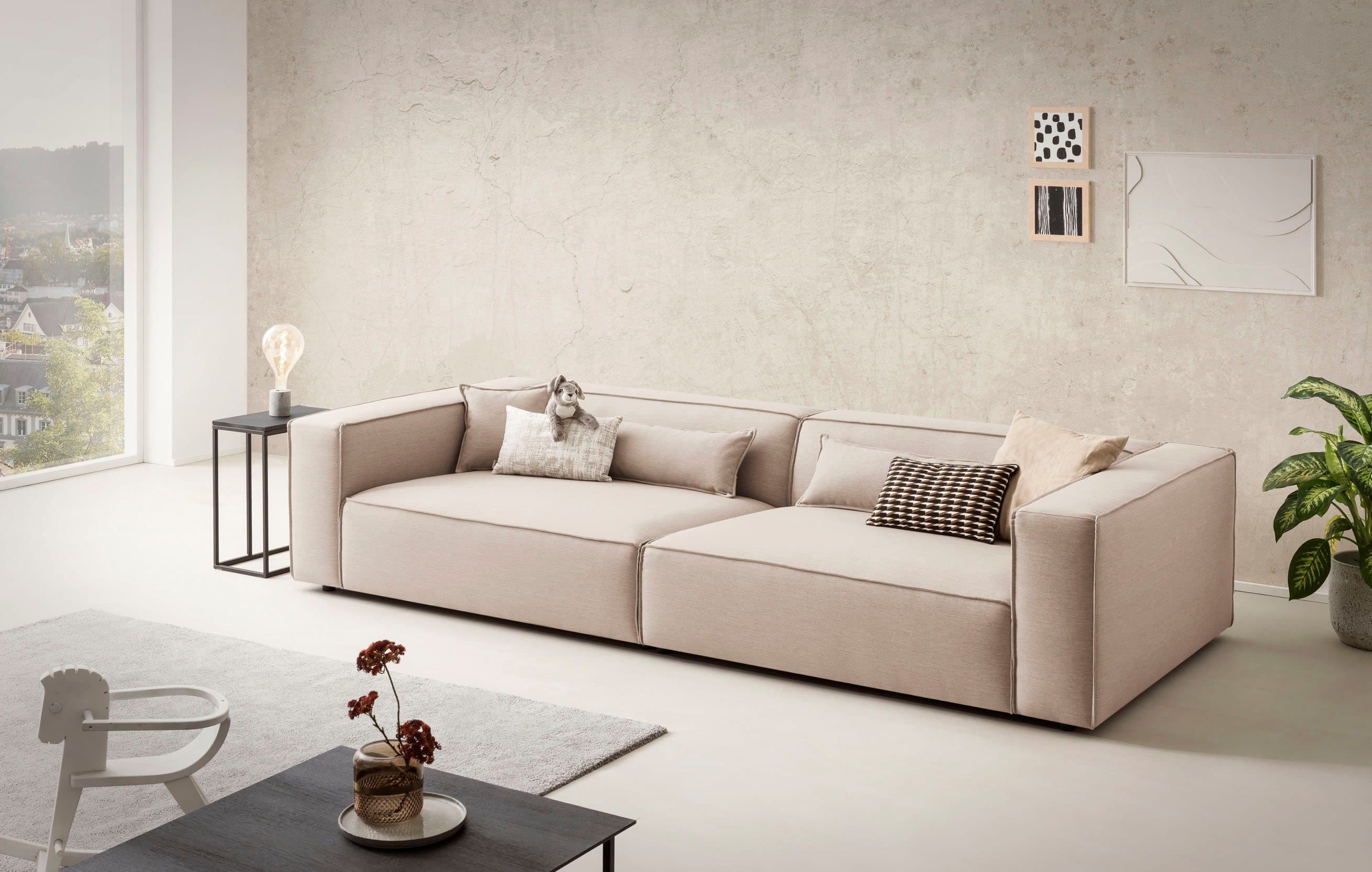 LeGer Home PIARA XXL 3-Sitzer Sofa Beige Leinenoptik - Bild 2