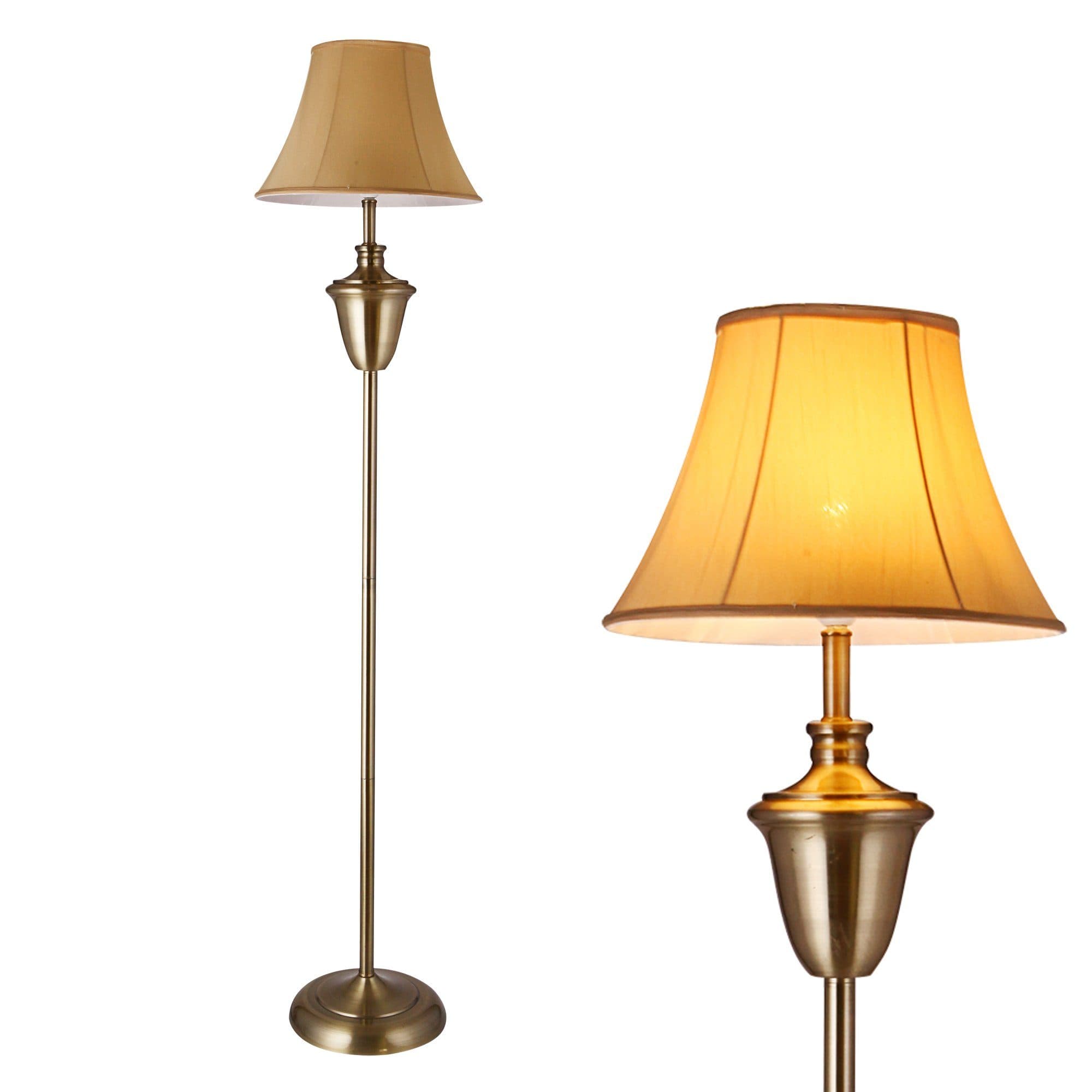 lux.pro Stehlampe Madrid Retro-Look Messing Beige-Braun E27 - Bild 2
