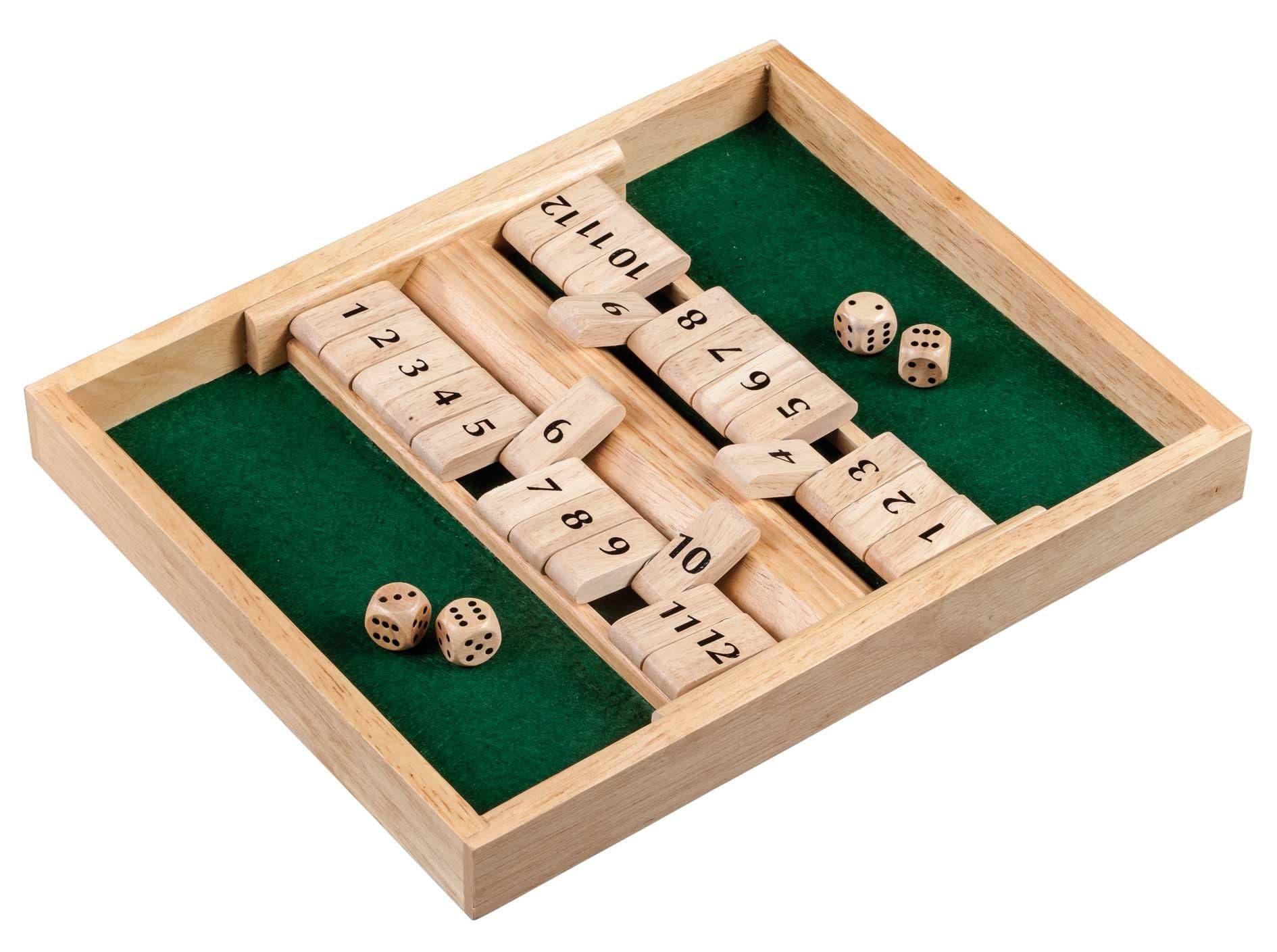 Philos Shut the Box 12er Brettspiel für 1-2 Personen mit Würfeln
