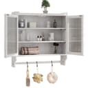 Yorbay Hängeschrank Retro Weiß mit 3 Ebenen & Handtuchhalter Bild 2