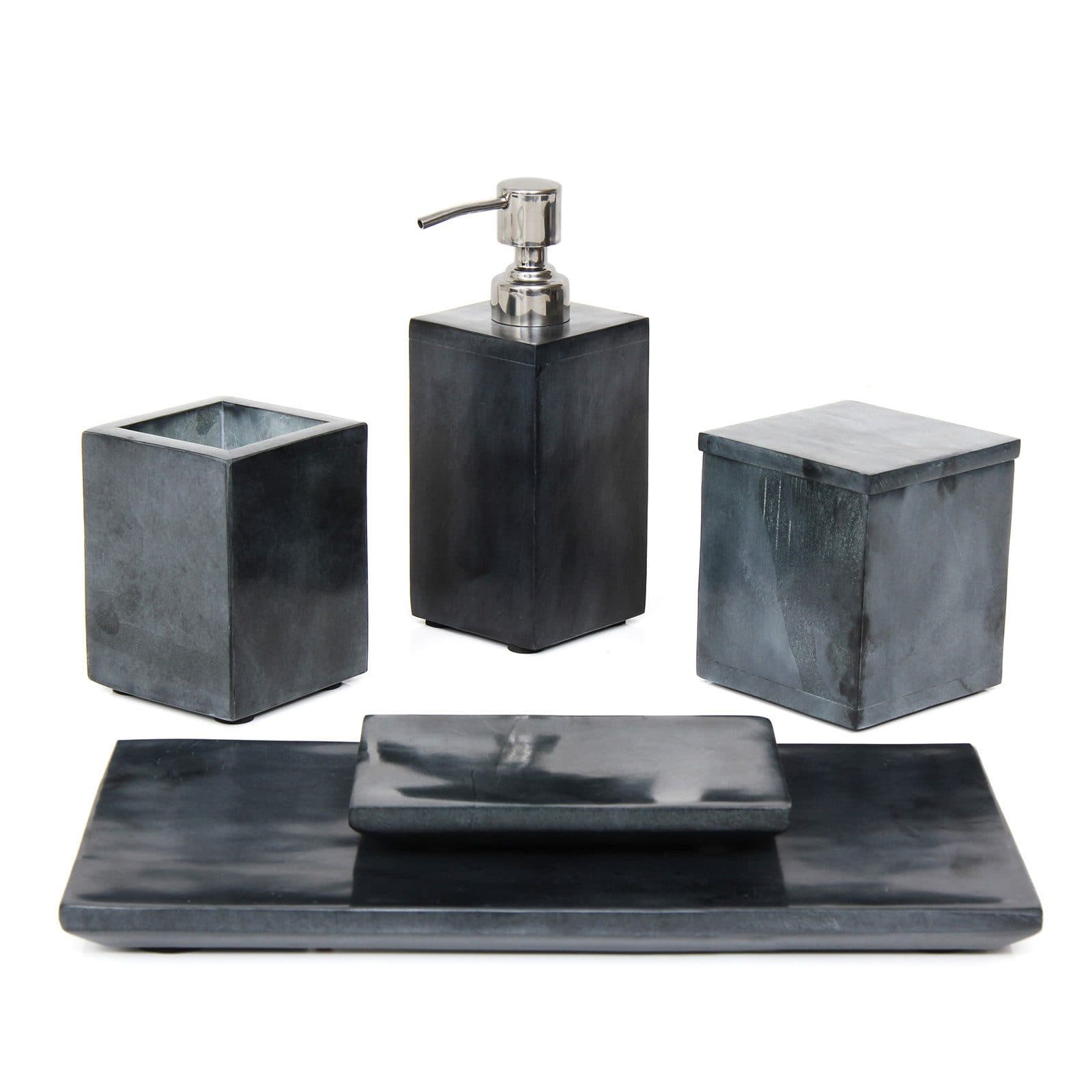 Houseproud Badaccessoire-Set Cubic Dark 5 Teile Anthrazit - Bild 2