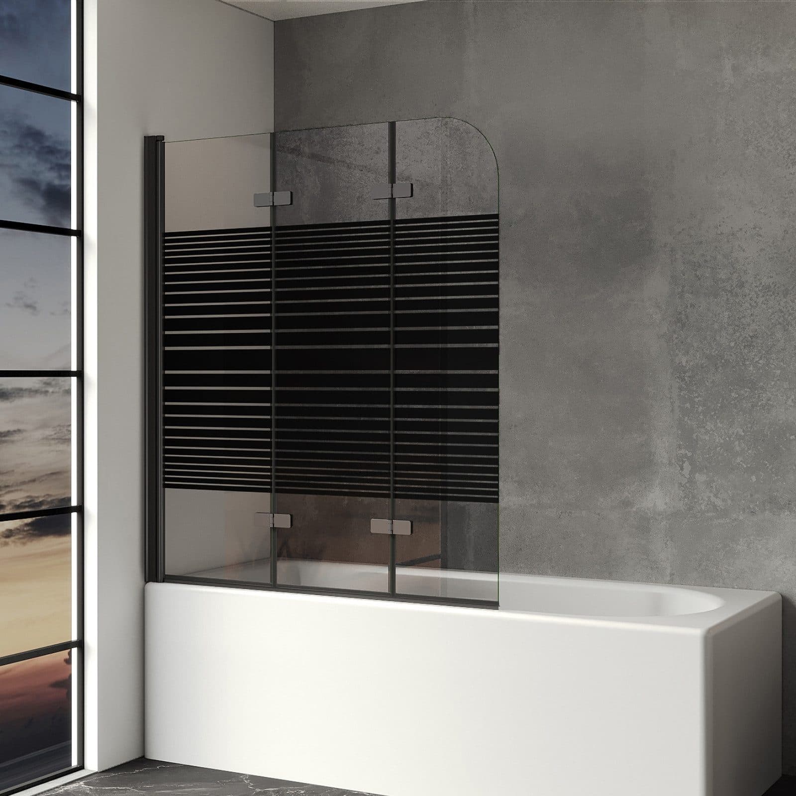 IMPTS Duschwand für Badewanne 120-140cm, Glas Alu, 3-tlg., Duschabtrennung - Bild 2