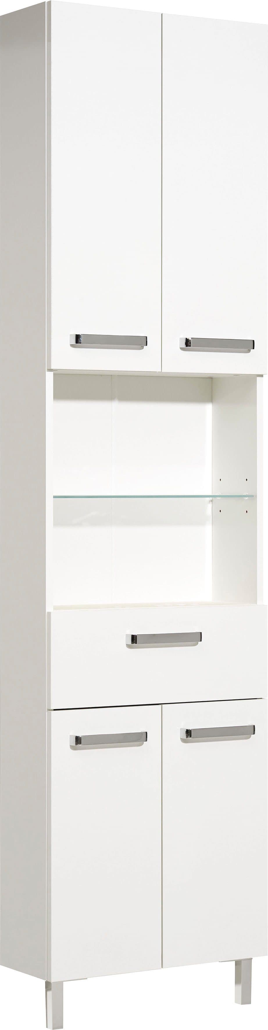 Quickset Badschrank SAPHIR 50cm Weiß Hochglanz 4 Türen 1 Schublade - Bild 2