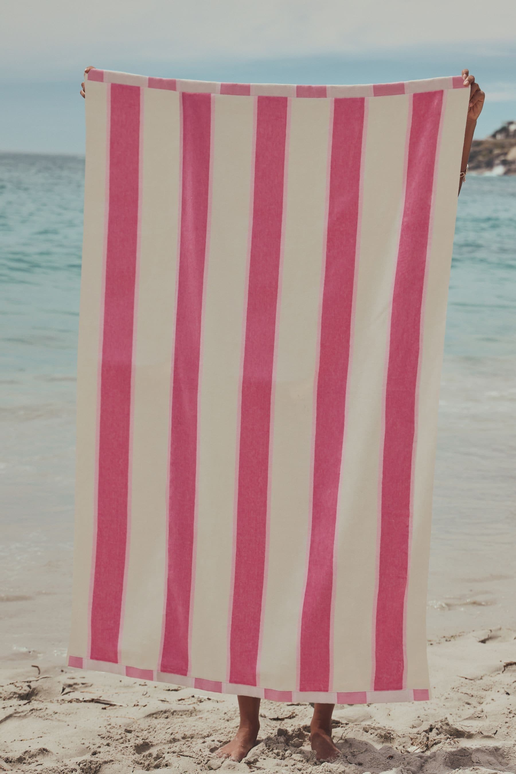 Next Strandtuch Gestreift XL Rosa