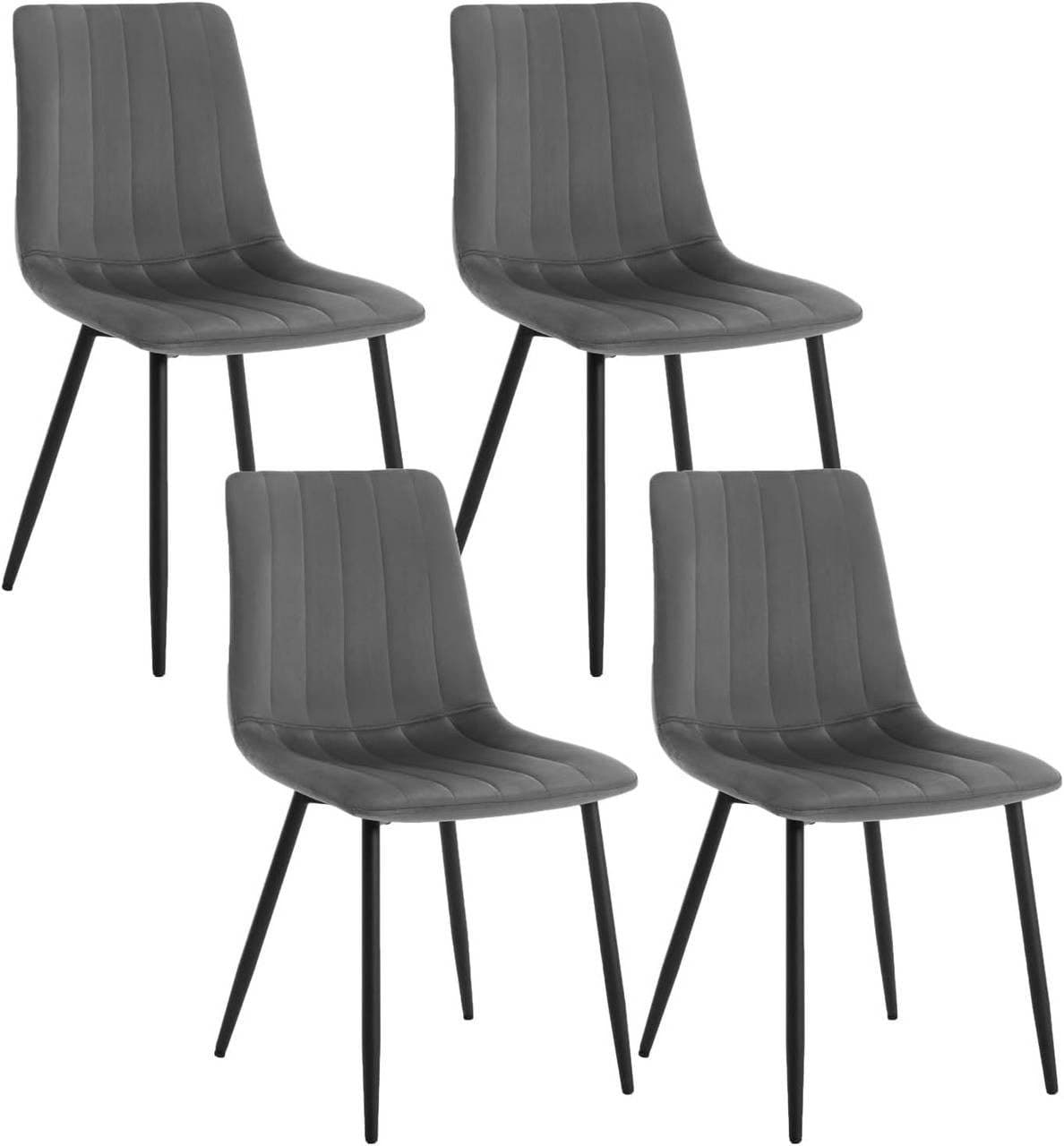 Klihome Polsterstuhl 4er Set Samt Grau Schwarz Beige Dunkelgrün - Bild 2