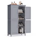 VASAGLE Badkommode Badezimmerschrank 4 Türen Taubengrau MDF Bild 2