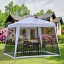 Outsunny Pavillon Partyzelt Wetterfest mit Moskitonetz Grau Bild 2