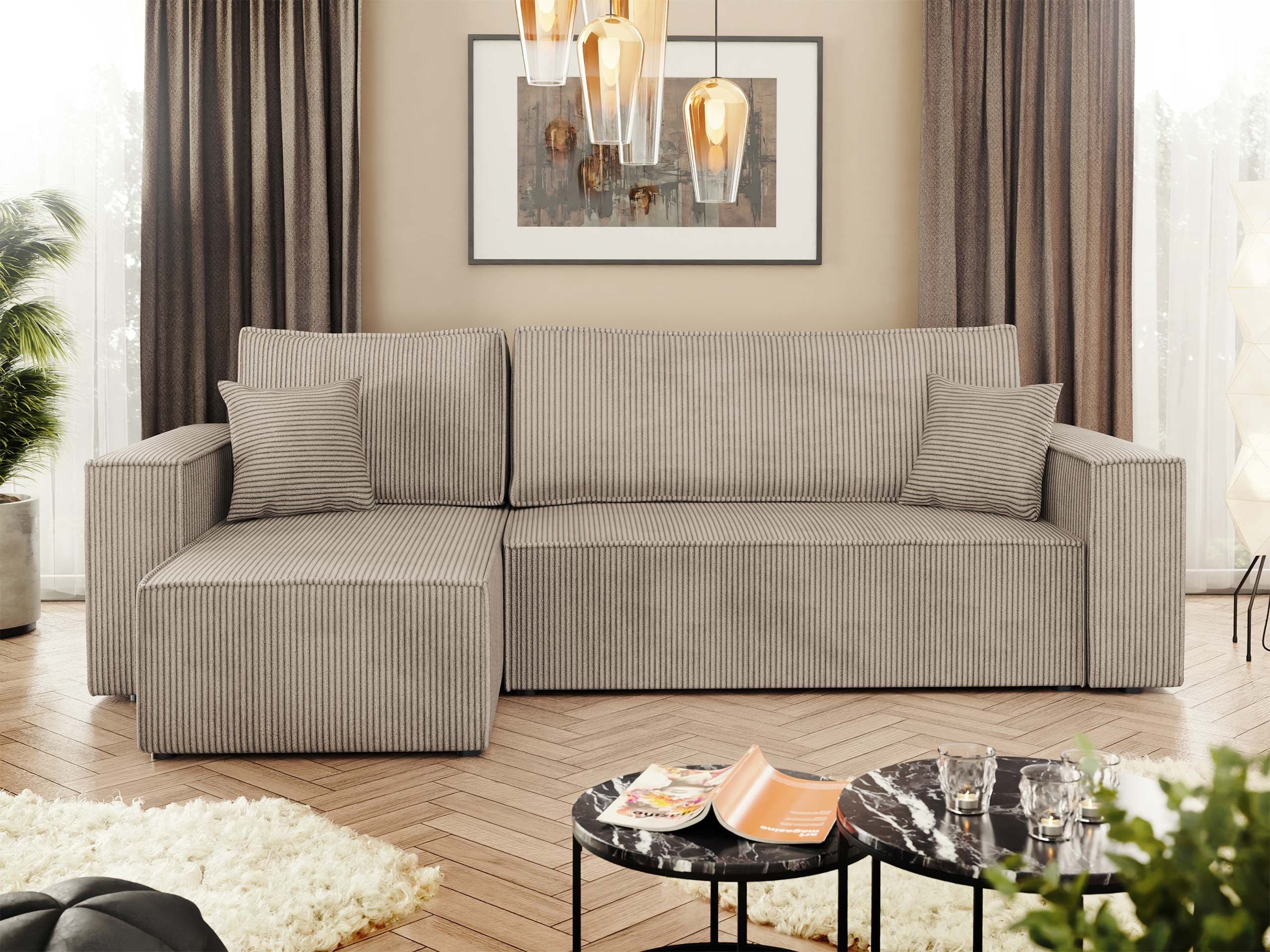 MIRJAN24 Ecksofa Karl Cord Beige mit Schlaffunktion und Bettkasten - Bild 2