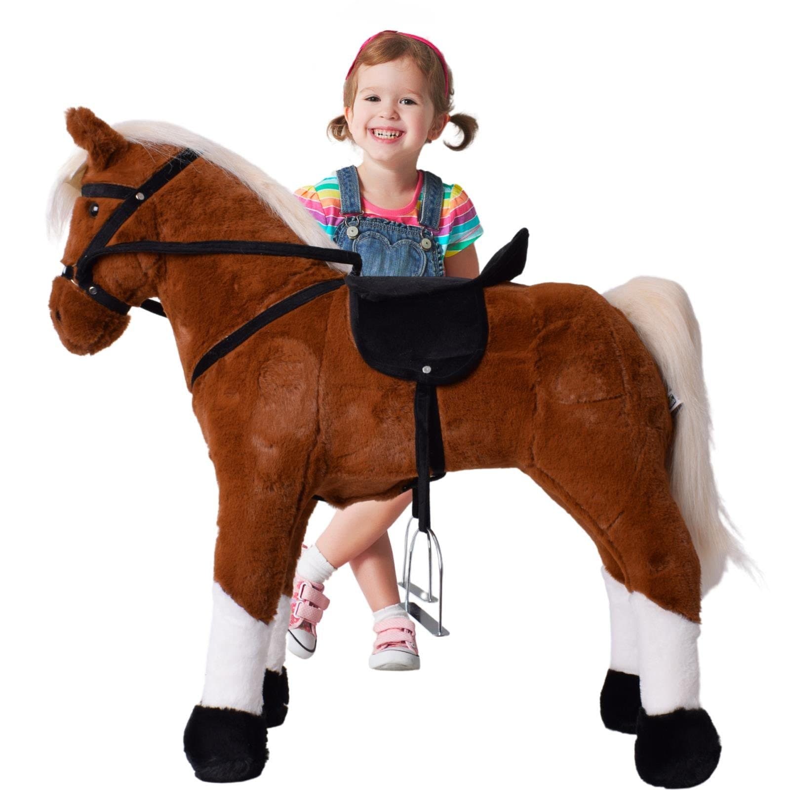 TE-Trend Reitpferd 70 cm Spielzeug Schaukelpferd hellbraun mit Soundmodul - Bild 2