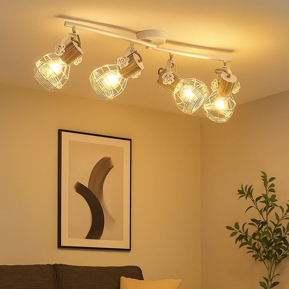 GLOBO LIGHTING Deckenspot Metall Holz E27 - Bild 2