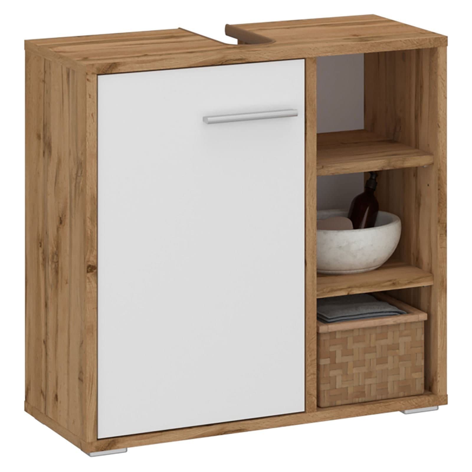 CARO-Möbel Waschbeckenschrank ORNA Wotan Eiche/Weiß - Bild 2