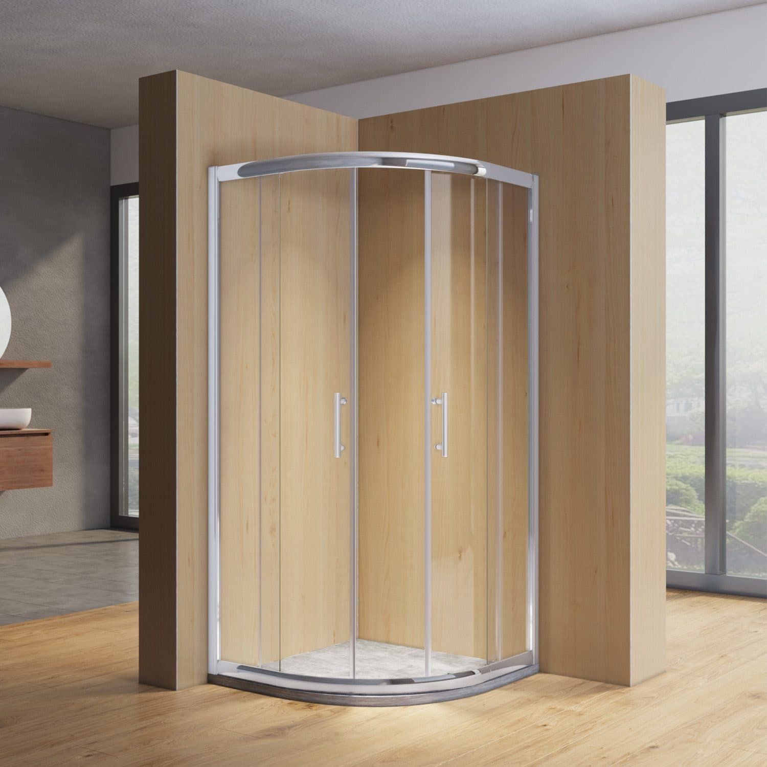 SONNI Runddusche Duschkabine Viertelkreis 80-100 cm Schiebetür ESG - Bild 2