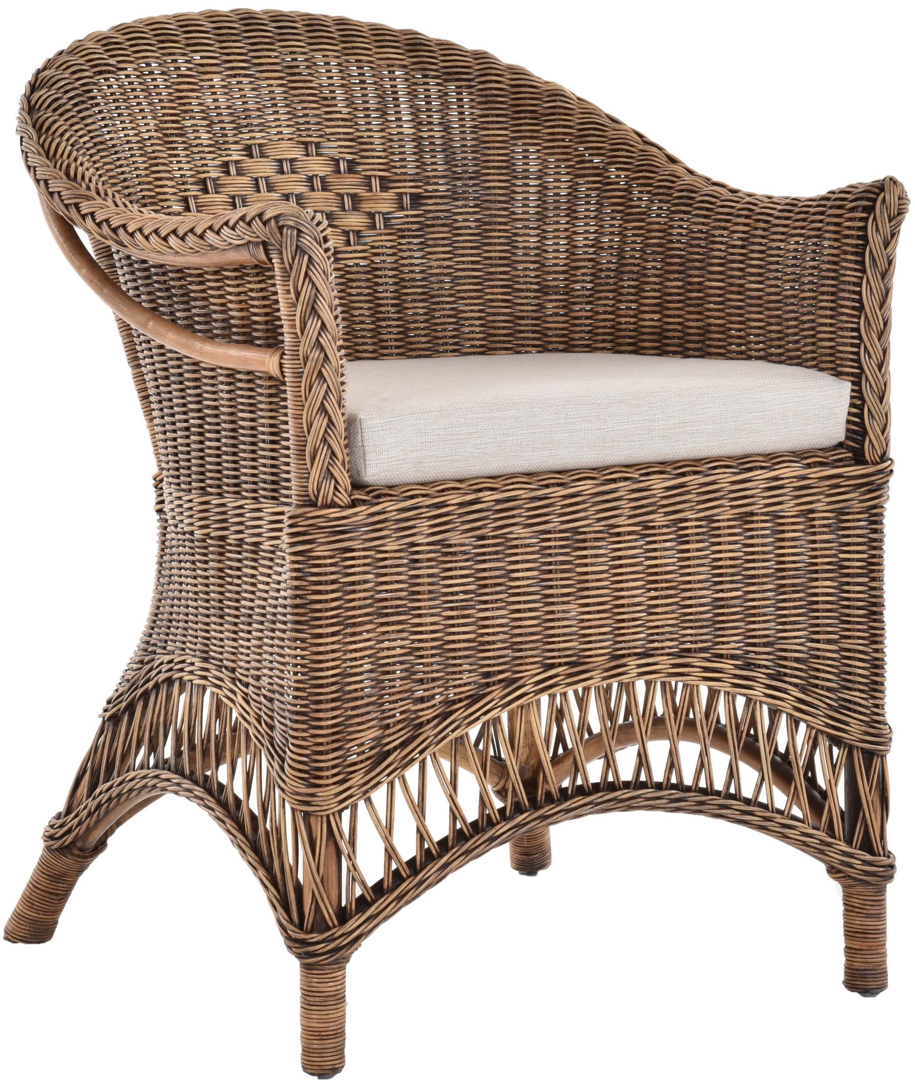 Krines Home Rattansessel Landhaus mit Armlehnen Natur - Bild 2