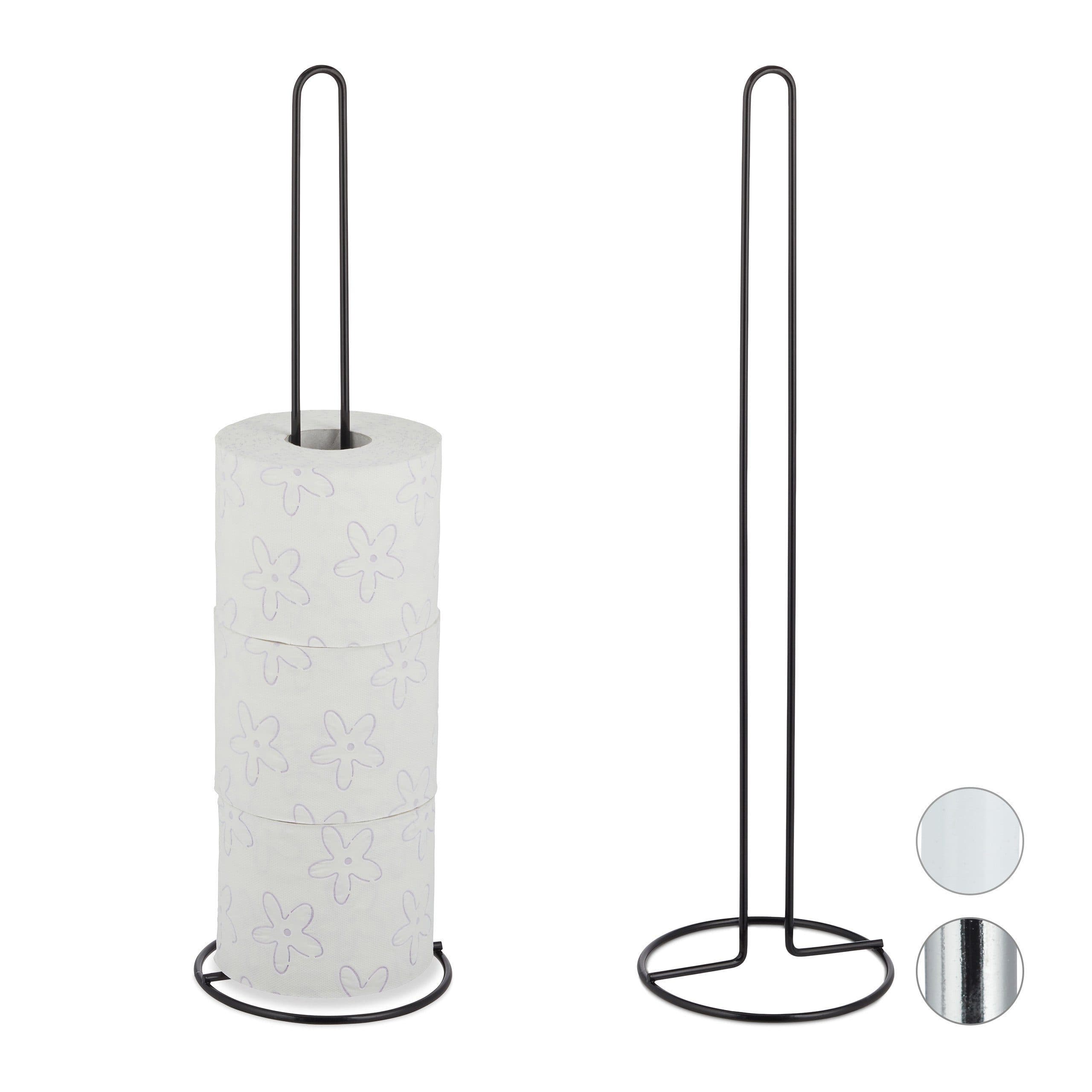 relaxdays Toiletten-Ersatzrollenhalter 2er Set Schwarz Metall - Bild 2