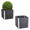TRUTZHOLM Hochbeet Übertopf 135L Holzoptik Grau Silber Aluminium Kunststoff Bild 2