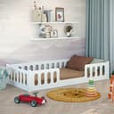 CADANI Kinderbett MONTE Bodenbett Weiß 2in1 Montessori mit Rausfallschutz Bild 2