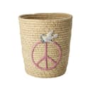 rice Aufbewahrungskorb Raffia Rosa/Weiss Peace-Stickerei Bild 2
