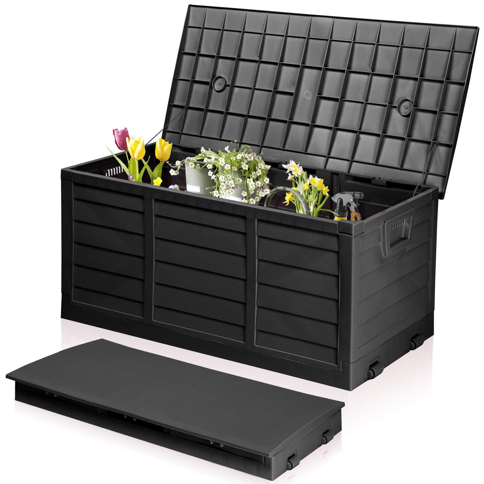 LALAHO Gartenbox 280L Schwarz mit Rollen Wasserdicht - Bild 2