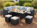 MeXo Loungeset Rattan Gartenmöbel Set 7-tlg. Schwarz Wetterfest Bild 2