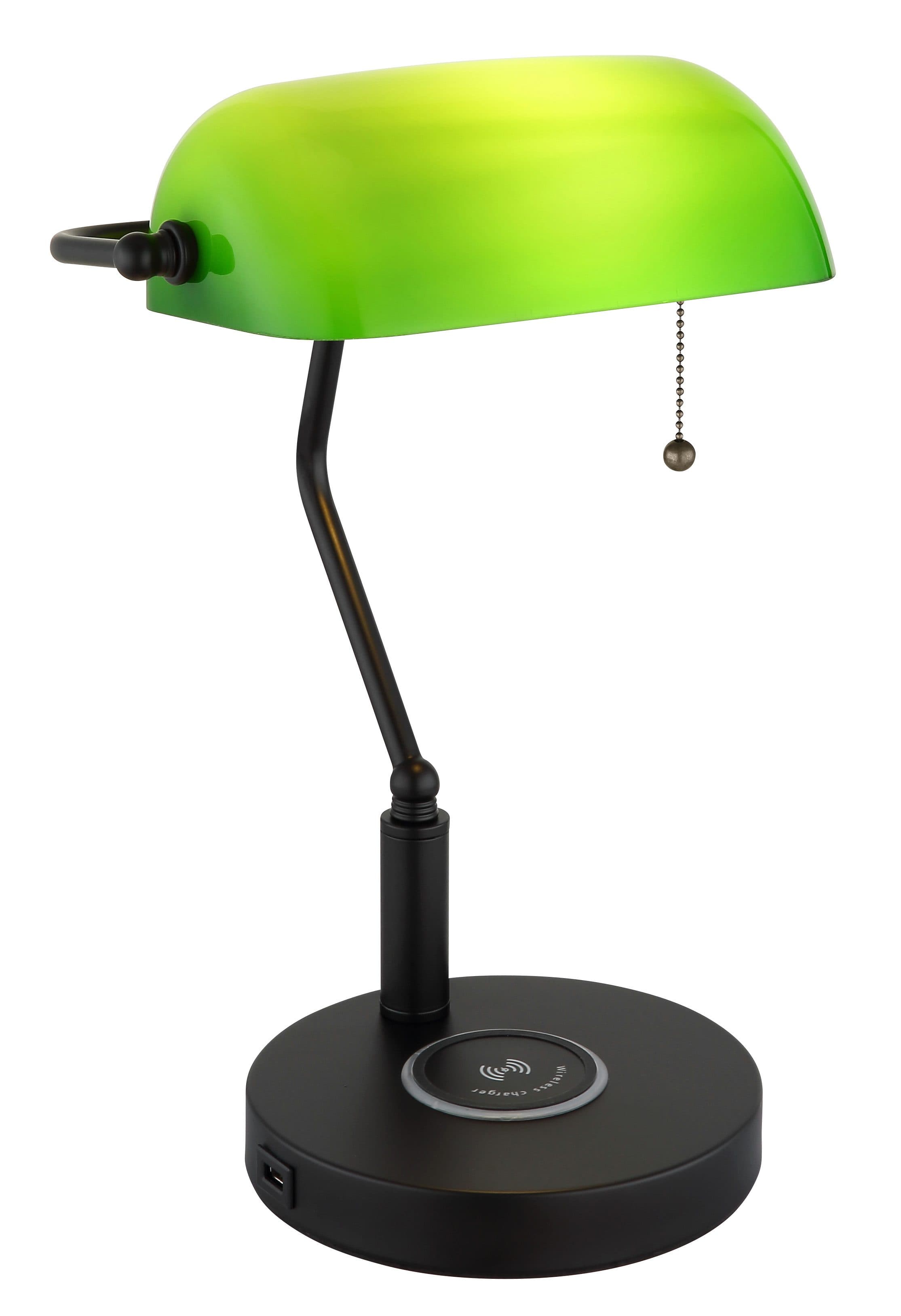 My Home Tischleuchte Daria USB-Anschluss mit Ladefunktion, Bankerlampe, Zugschalter-Kette - Bild 2