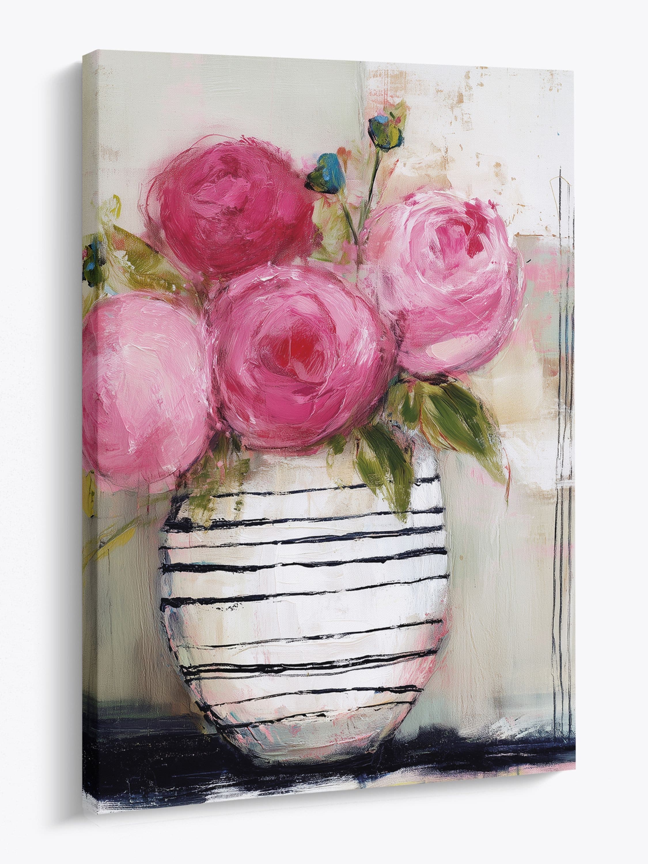 artissimo Leinwandbild Pink Peonies Rosa Beige Moderne Blumenmalerei - Bild 2