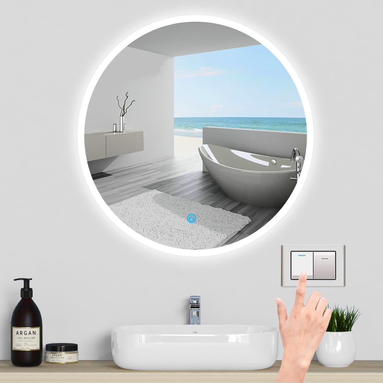 duschspa Badspiegel Rund LED Beleuchtung Touch - Bild 2
