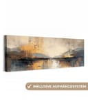 OneMillionCanvasses® Leinwandbild Panorama Abstrakt Beige Gold Fotodruck Bild 2