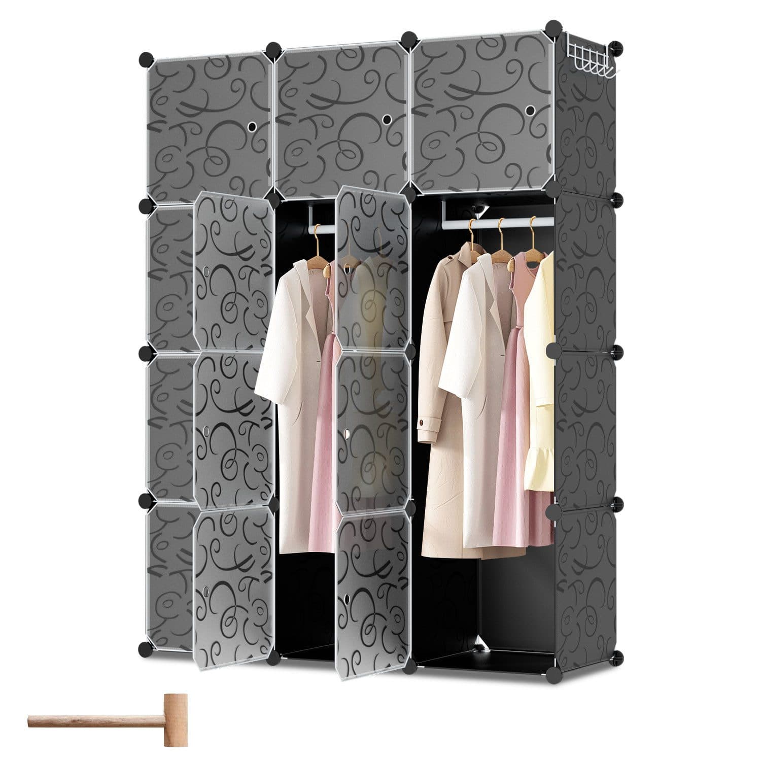 Clanmacy Kleiderschrank DIY 12/16 Würfel Steckregal Set Weiß - Bild 2