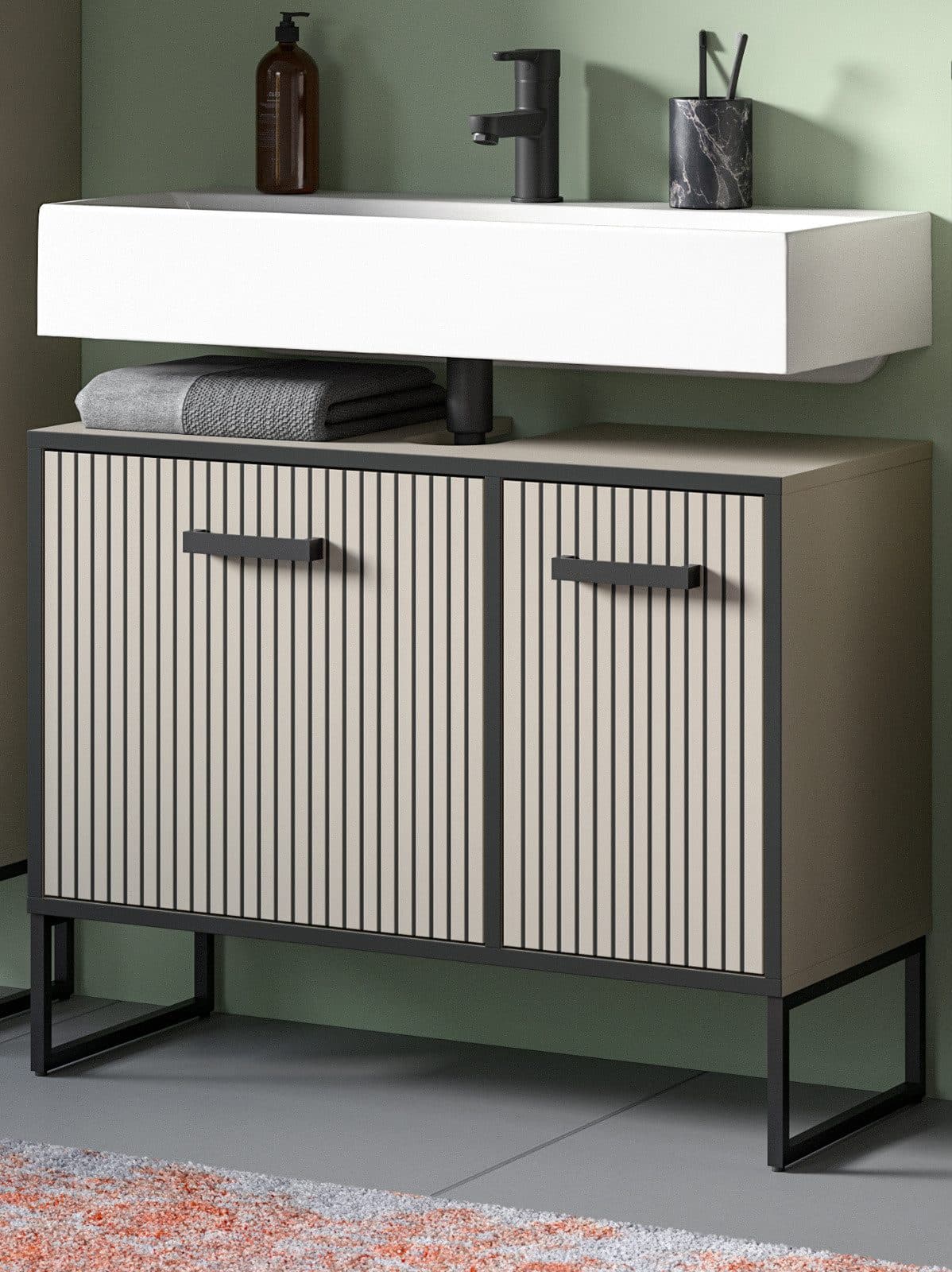 Inn.Furn Waschbeckenunterschrank Scana Sand Schwarz 2-türig Soft-Close - Bild 2